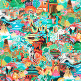 Journey of Discovery Velvet  Fabric - Ionian/ Harissa/ Emerald - by Harlequin. Click for more details and a description.