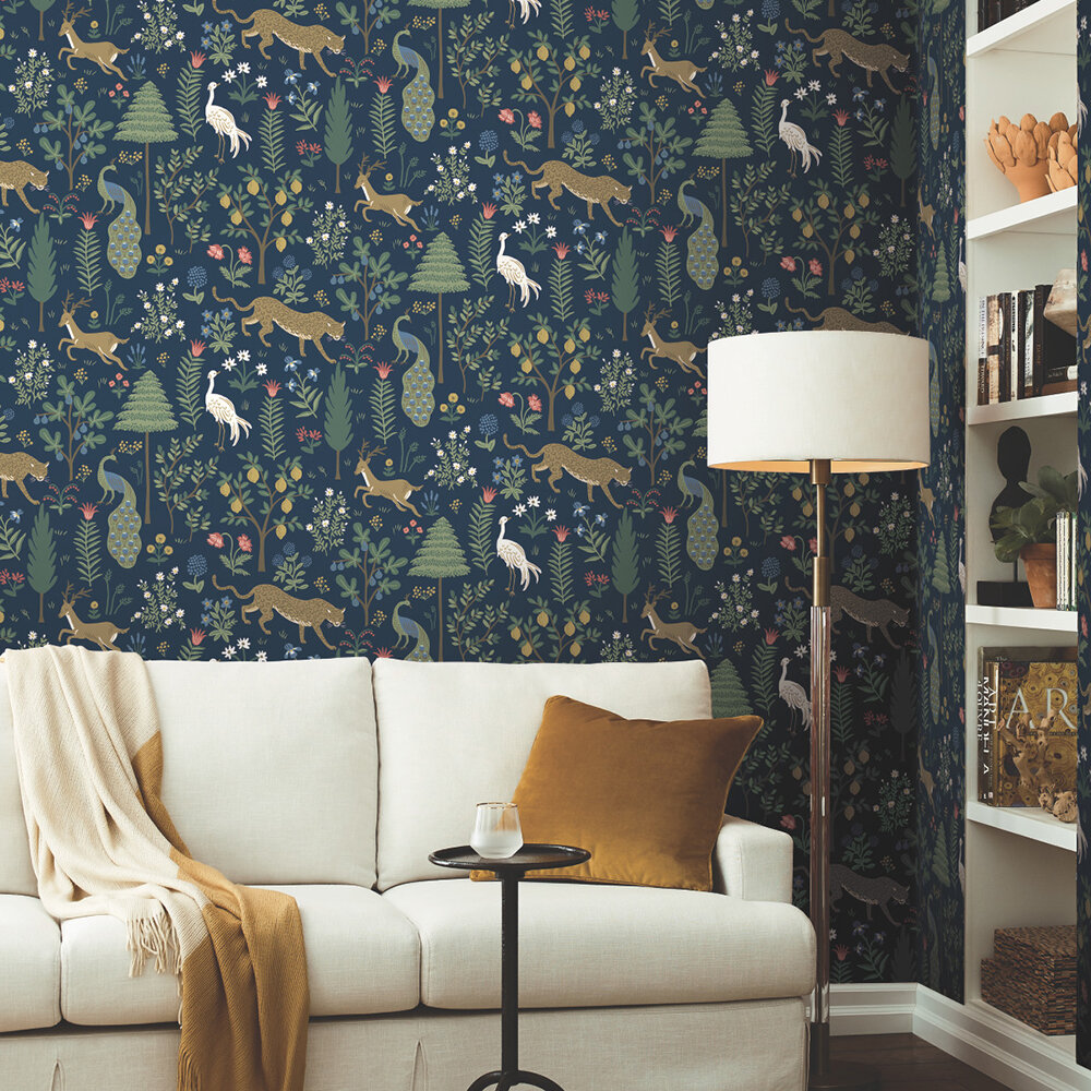 Menagerie Wallpaper - Blue - by Rifle Paper Co.