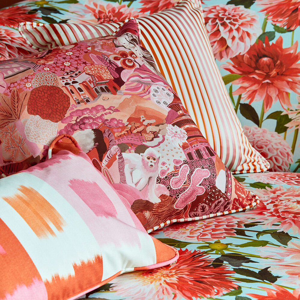 Journey of Discovery Fabric - Paprika/ Fuschia/ Fig Blossom - by Harlequin