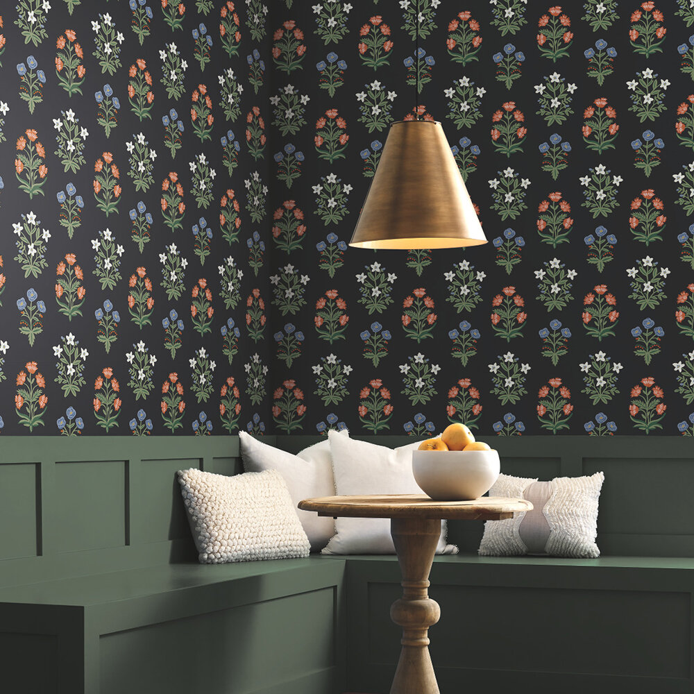 Mughal Rose Wallpaper - Black - by Rifle Paper Co.