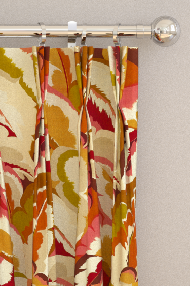 Calathea Velvet Curtains - Amber Light/ Brazilian Rosewood/ Pomegranate - by Harlequin. Click for more details and a description.