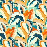Calathea Velvet Fabric -  Azul/ Onsen/ French Ochre/ Paprika - by Harlequin. Click for more details and a description.