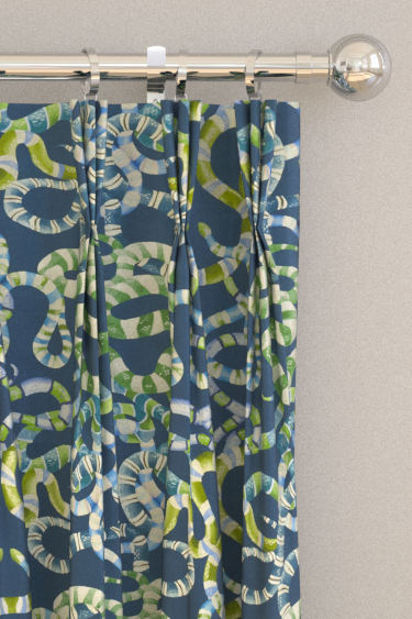 Serpenti Velvet  Curtains - Onsen/ Emerald/ Azul - by Harlequin. Click for more details and a description.