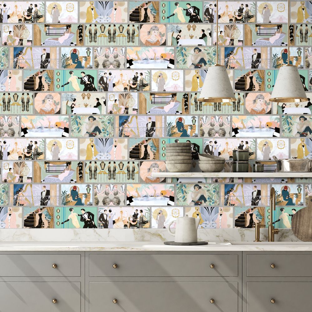 Charleston Tower Wallpaper - Pastel Multi - by Brand McKenzie
