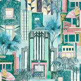 Downtown Deco Wallpaper - Miami Mint - by Brand McKenzie. Click for more details and a description.