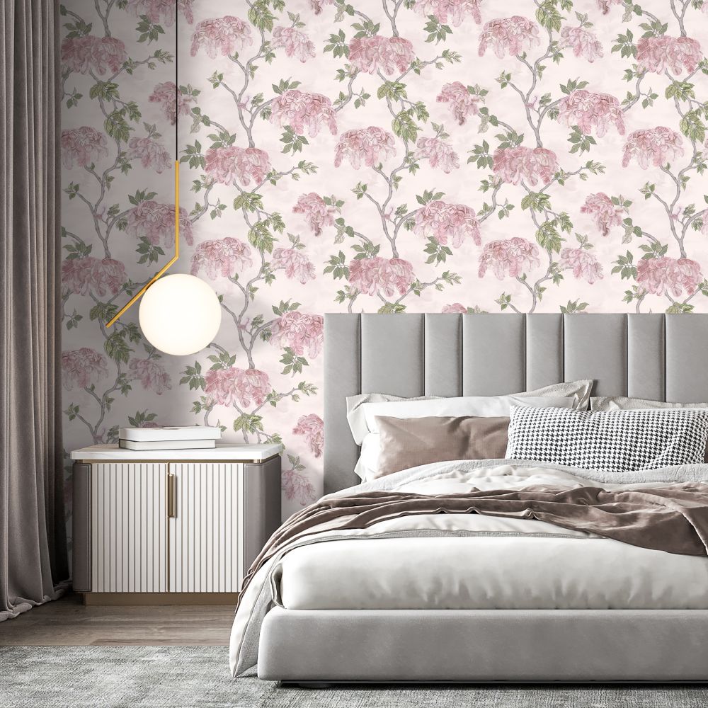 Feather Palm Wallpaper - Rose - by Brand McKenzie