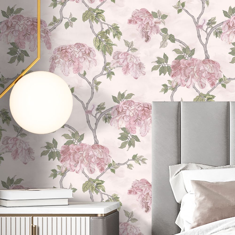 Feather Palm Wallpaper - Rose - by Brand McKenzie