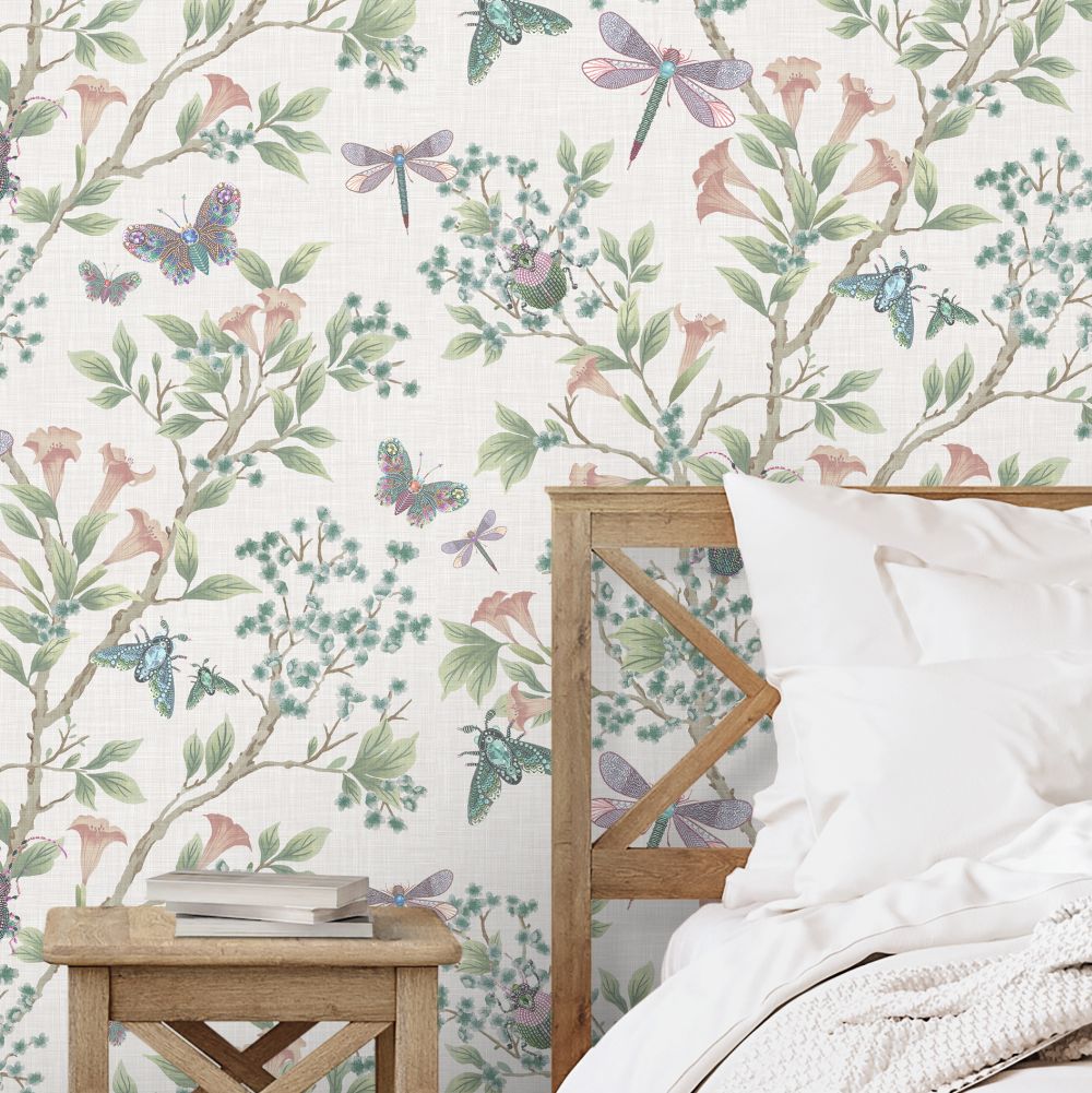 Jewel A Flutter Wallpaper - Blush - by Brand McKenzie