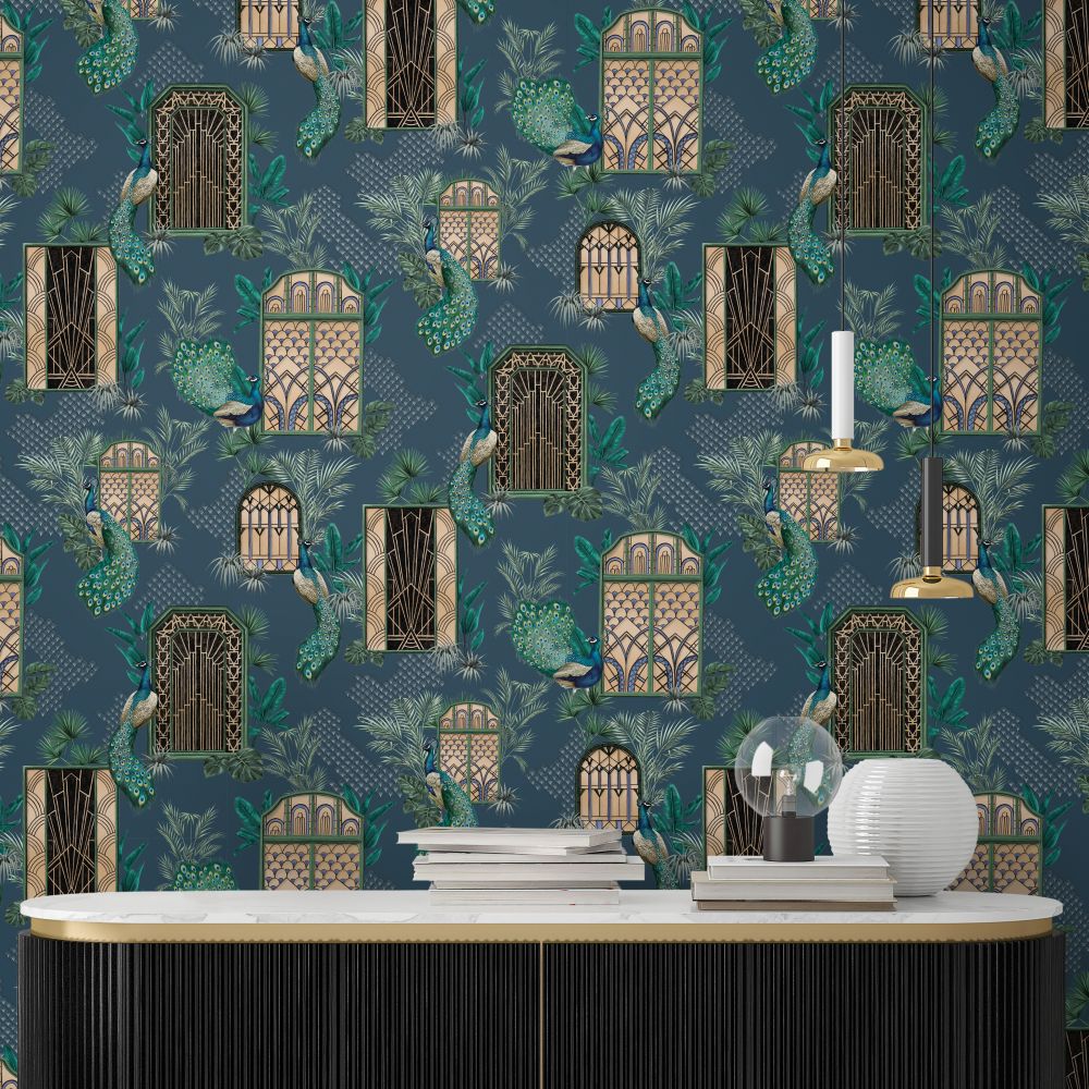 Peacock Manor Wallpaper - Indigo - by Brand McKenzie