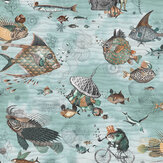 Sea Life Wallpaper - Aqua & Orange - by Brand McKenzie. Click for more details and a description.