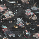 Sea Life Wallpaper - Charcoal & Pink - by Brand McKenzie. Click for more details and a description.