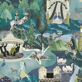 The Art Deco Hills Wallpaper - Aqua - by Brand McKenzie. Click for more details and a description.