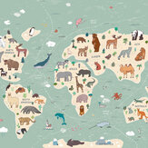 Children's World Map Medium Mural - Multi - by Origin Murals. Click for more details and a description.