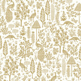 Menagerie Toile Wallpaper - White & Metallic Gold - by Rifle Paper Co.. Click for more details and a description.