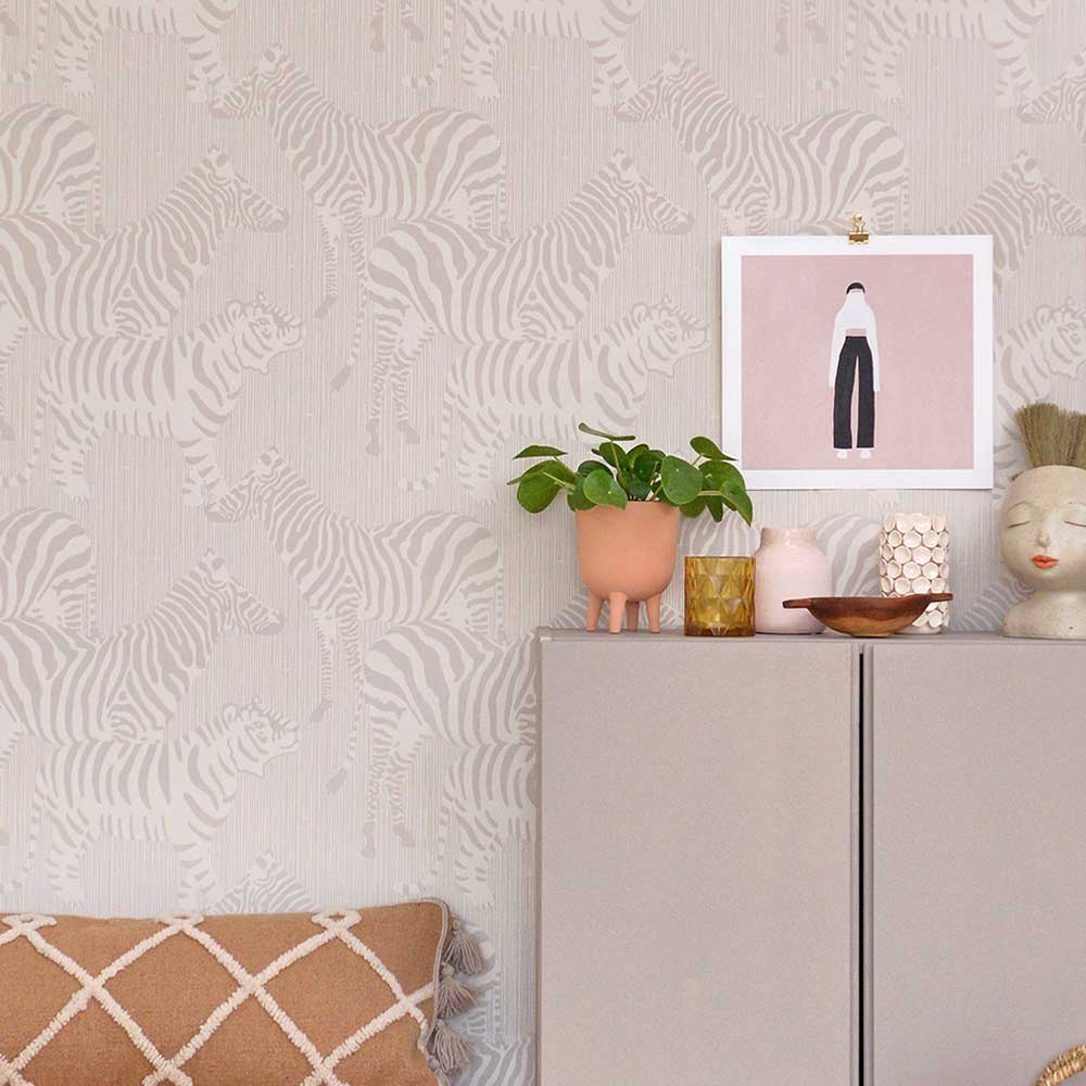 Safari Stripes Wallpaper - Warm Grey - by Majvillan