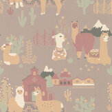 Lama Village Wallpaper - Evening Lilac - by Majvillan. Click for more details and a description.