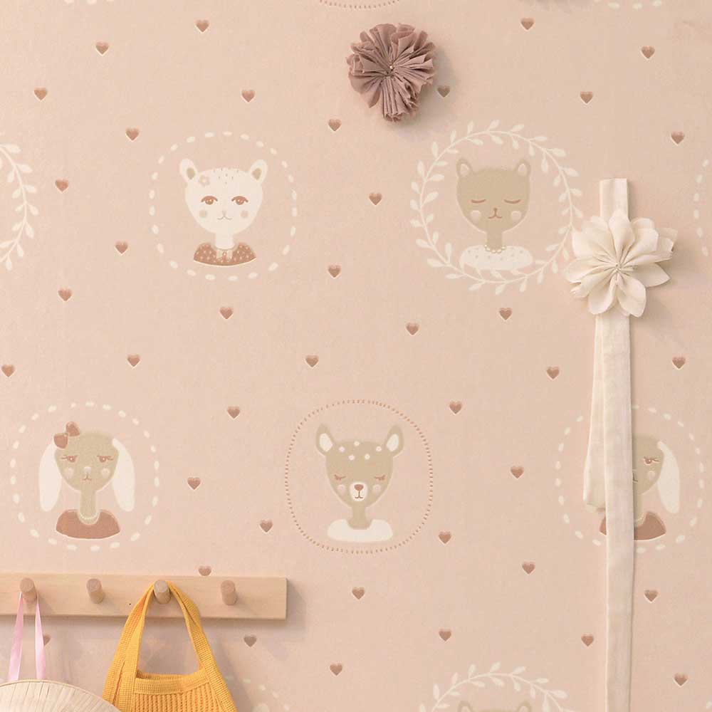 Hearts Wallpaper - Dusty Warm Pink - by Majvillan