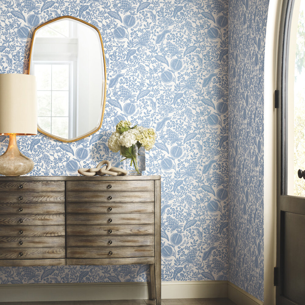 Pomegranate Wallpaper - White & Blue - by Rifle Paper Co.