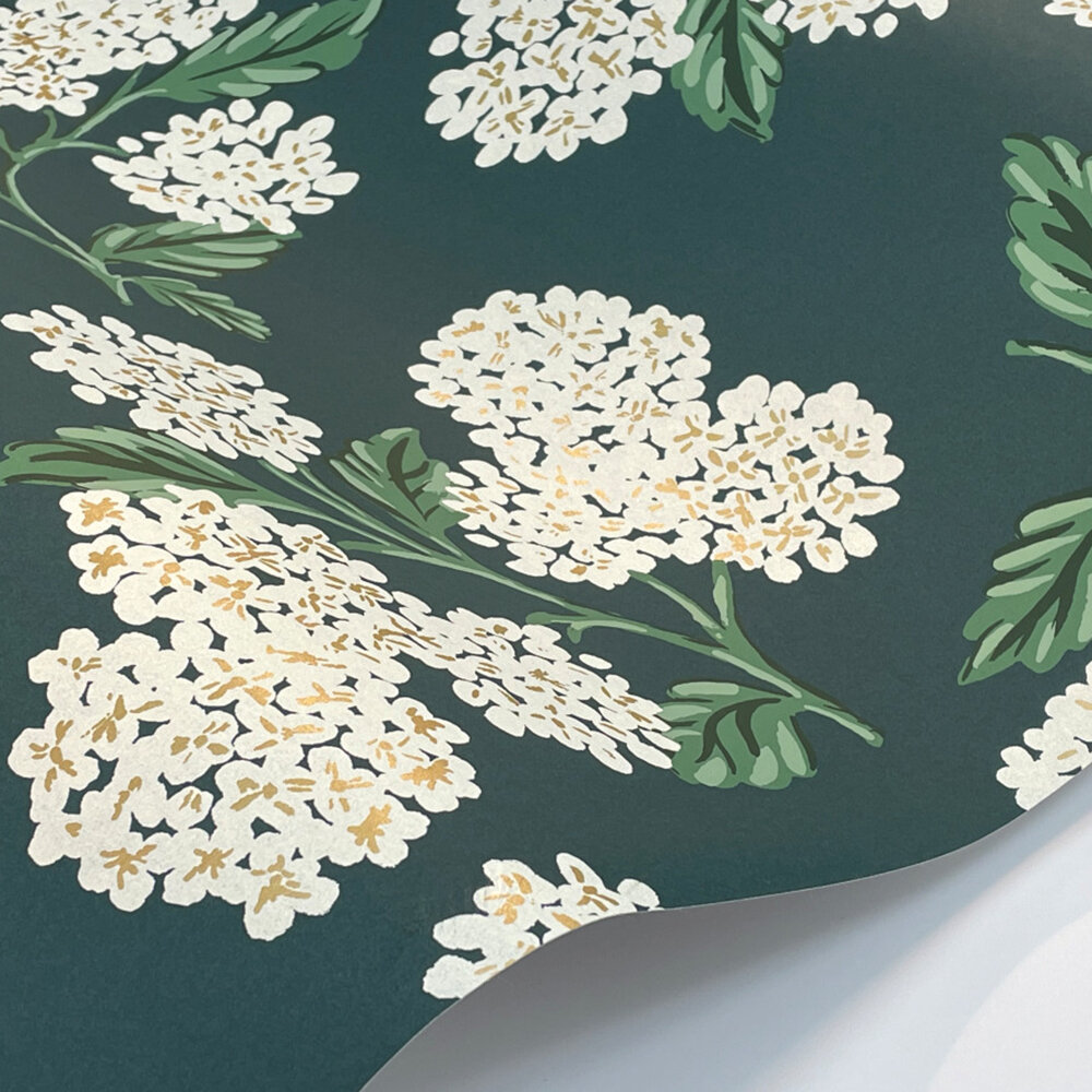 Hydrangea Wallpaper - Teal - by Rifle Paper Co.