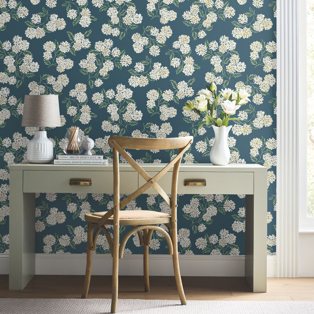 Hydrangea Wallpaper - Teal - by Rifle Paper Co.
