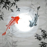 Watercolour Koi Medium Mural - Graphite - by Origin Murals. Click for more details and a description.