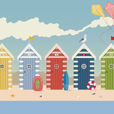 Beach Huts Medium  Mural - Multi - by Origin Murals. Click for more details and a description.