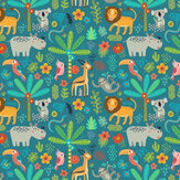 Jungle Animals Medium  Mural - Teal - by Origin Murals. Click for more details and a description.