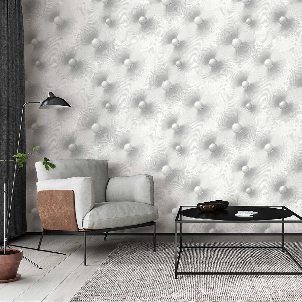 Aurora Wallpaper - White / Silver - by Elle Decor