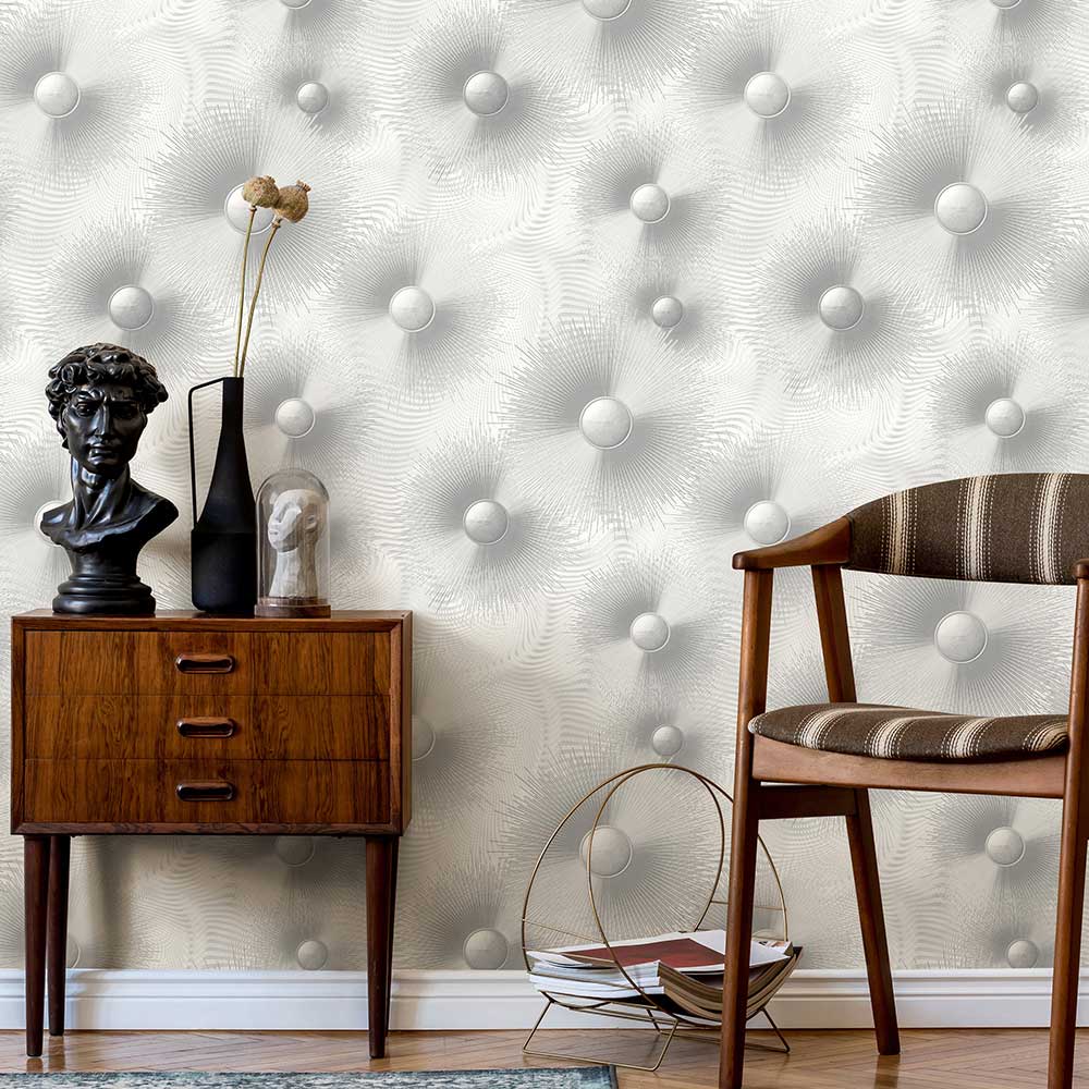Aurora Wallpaper - White / Silver - by Elle Decor
