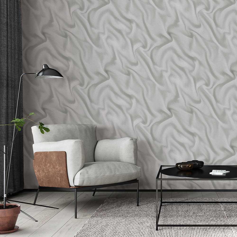 Velvet Wallpaper - Grey - by Elle Decor