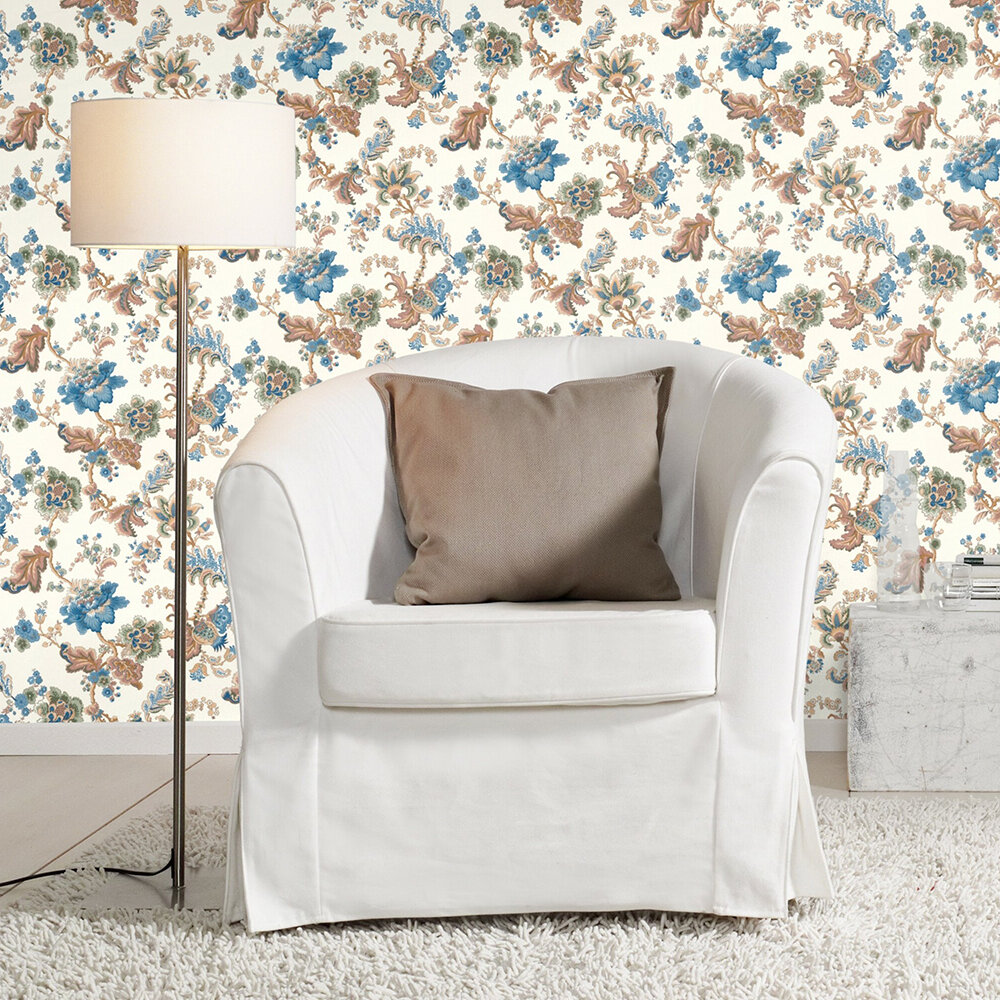 Sophia Floral Wallpaper - White - by Albany