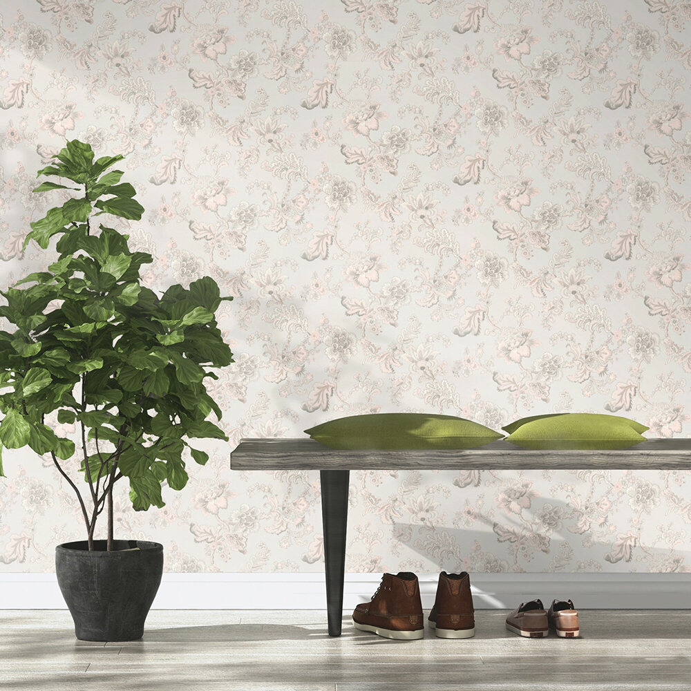Sophia Floral Wallpaper - Grey - by Albany