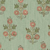 Poppy Sprig Wallpaper - Aqua / Blush - by G P & J Baker. Click for more details and a description.