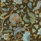 Chameleon Trail Wallpaper - Dark Brown and Blue - by Josephine Munsey. Click for more details and a description.
