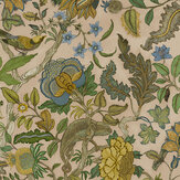 Chameleon Trail Wallpaper - Plaster Pink, Ochre and Blue - by Josephine Munsey. Click for more details and a description.