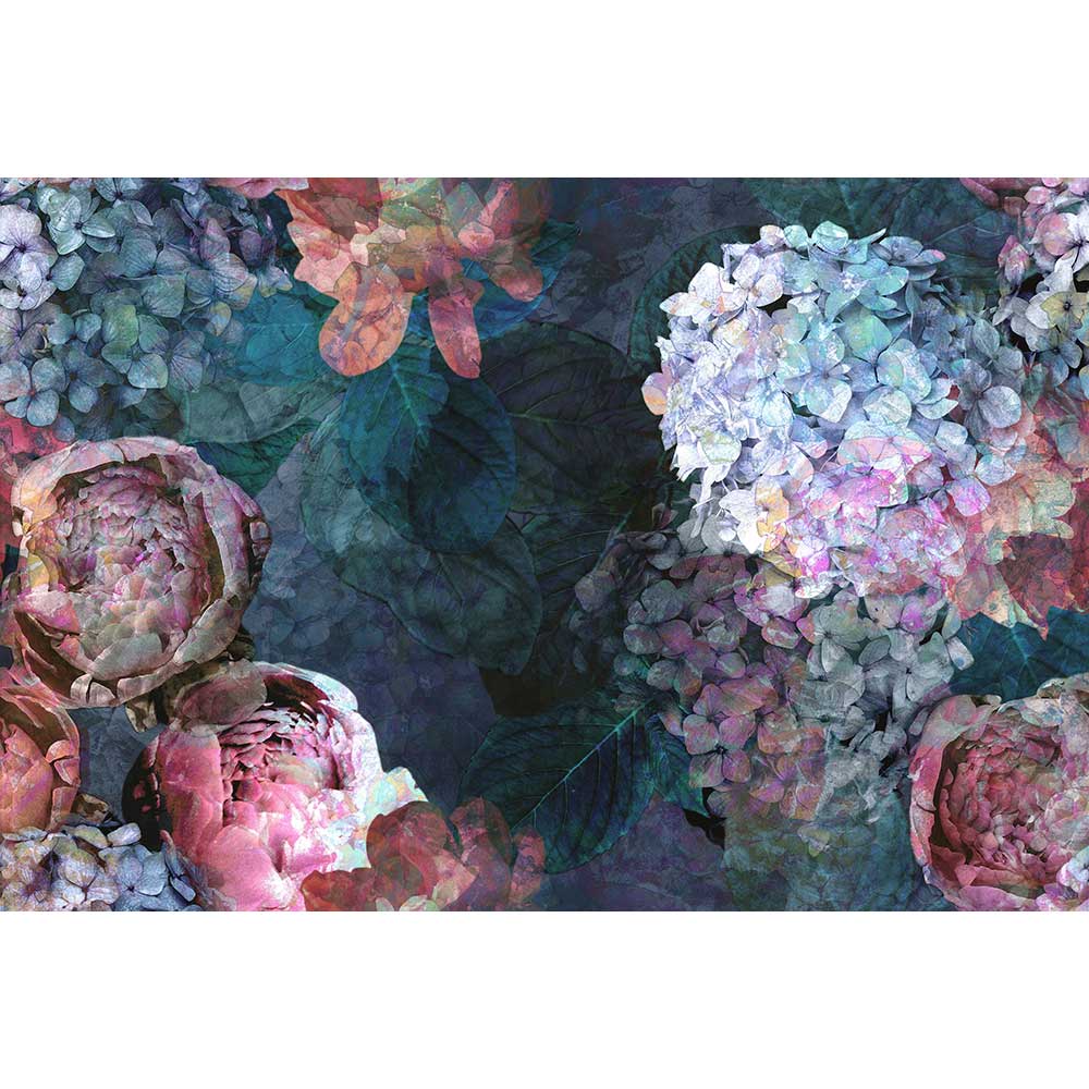 Fleur d’été mural - Teal - by Elle Decor