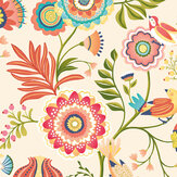 Ichika Trail Wallpaper - Coral & Linen - by Ohpopsi. Click for more details and a description.