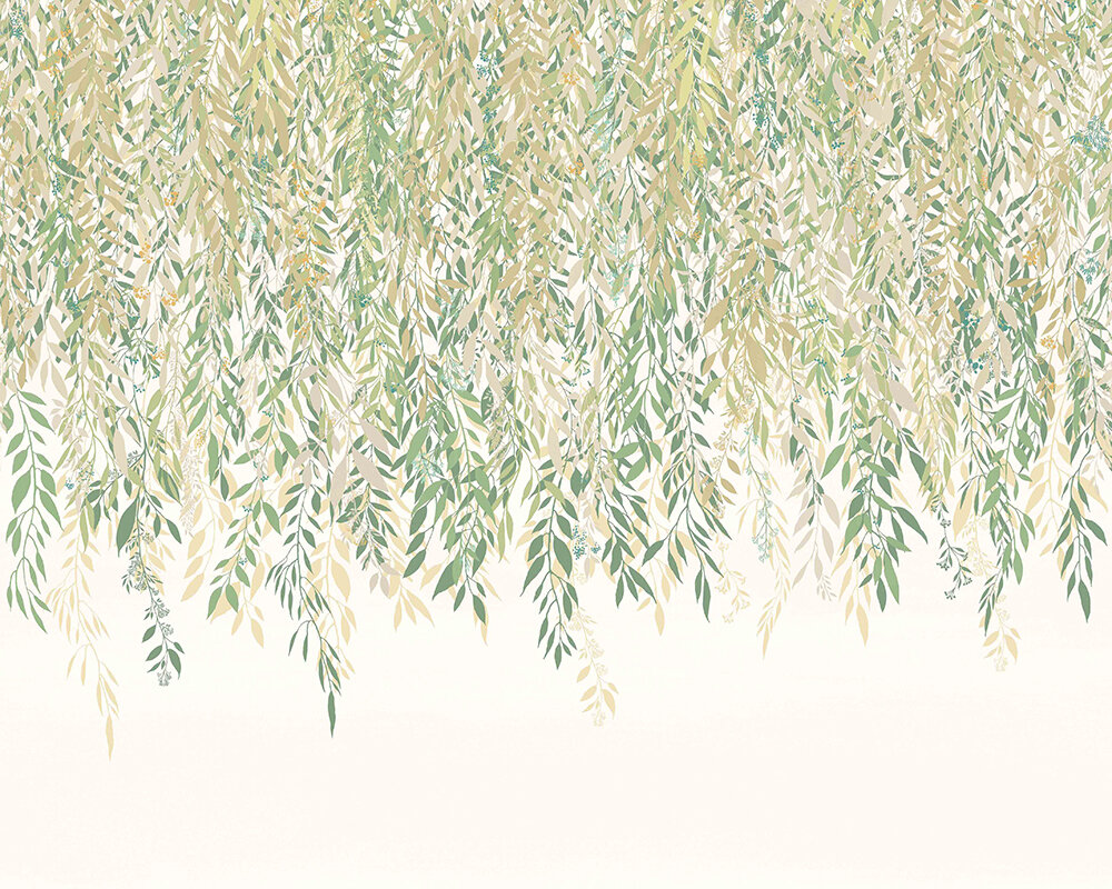 Cascading Willow Mural - Sage & Ochre - by Ohpopsi