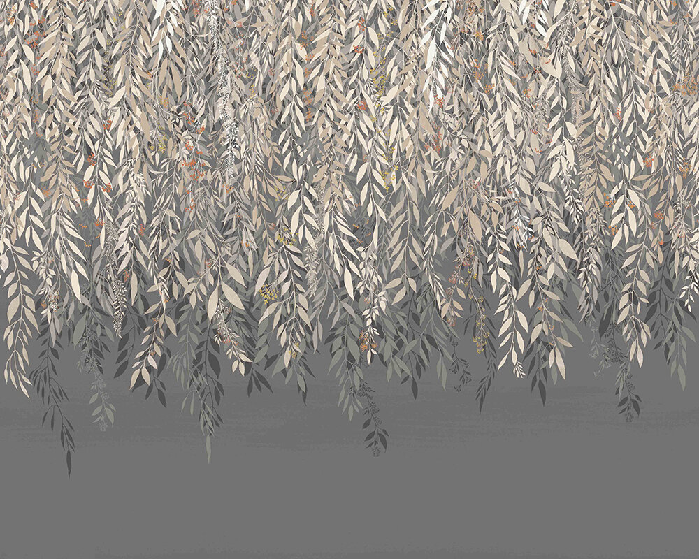 Cascading Willow Mural - Charcoal - by Ohpopsi