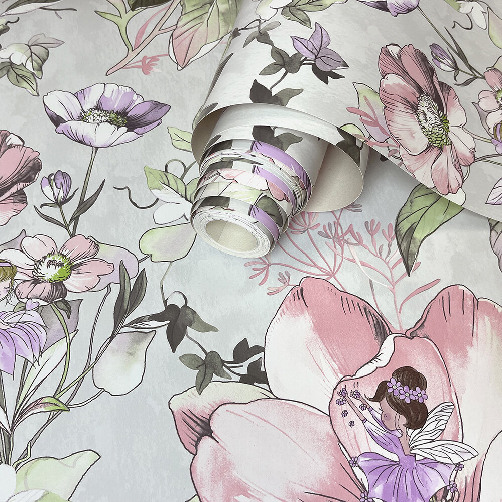 Floral Fairies Wallpaper - Grey - by Albany