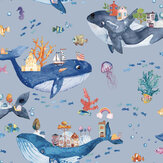 Papier peint Whale Town - Bleu - Albany. Cliquez pour en savoir plus et lire la description.