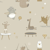 Animal Gymnastics Wallpaper - Beige - by Albany. Click for more details and a description.