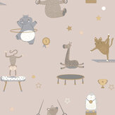 Animal Gymnastics Wallpaper - Pink - by Albany. Click for more details and a description.
