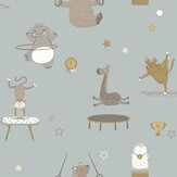 Animal Gymnastics Wallpaper - Blue - by Albany. Click for more details and a description.