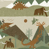 Prehistoric Wallpaper - Green / Orange - by Albany. Click for more details and a description.