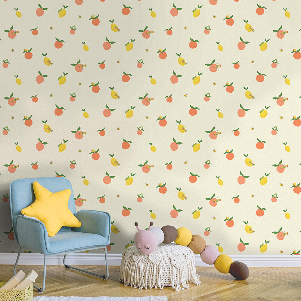 Tutti Fruity Wallpaper - Cream / Orange - by Albany