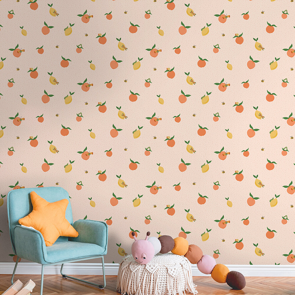 Tutti Fruity Wallpaper - Soft Coral / Orange - by Albany