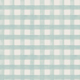 Watercolour Gingham Wallpaper - Soft Teal - by Albany. Click for more details and a description.