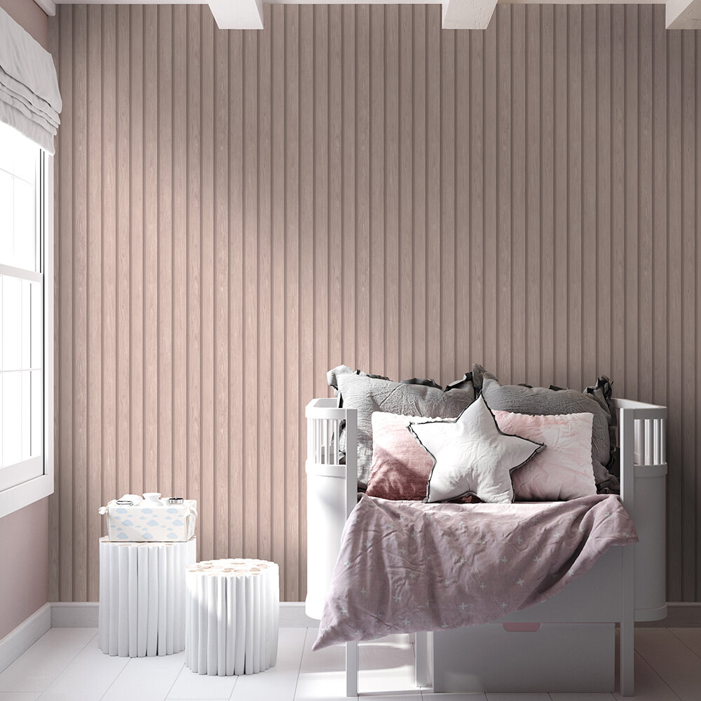 Wood Slat Wallpaper - Pink - by Albany