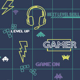 Gamer Wallpaper - Navy / Neon Yellow - by Albany. Click for more details and a description.